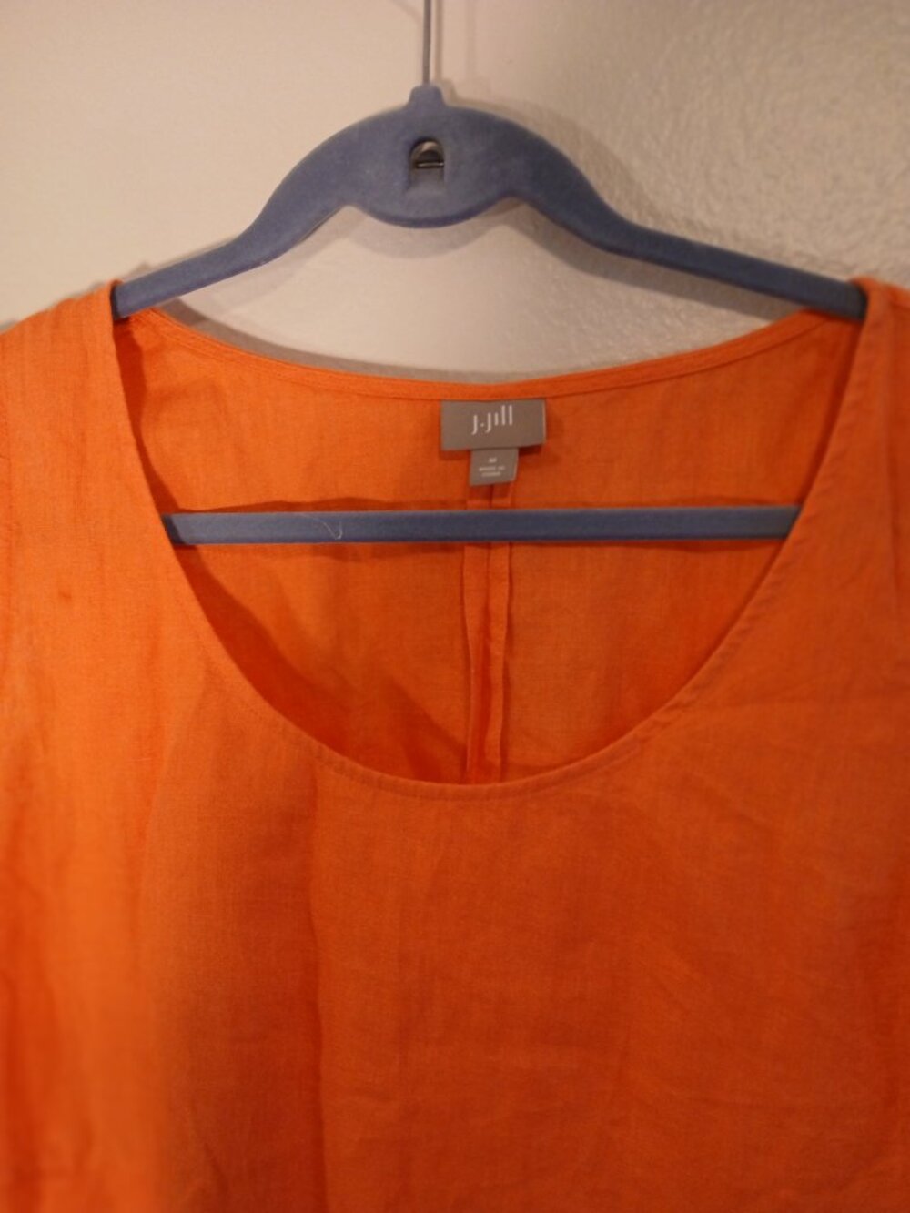J Jill Women's Orange 100% Linen Sleeveless Shift Dress - Picture 4 of 9